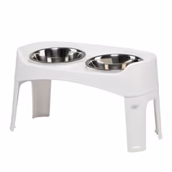 Iris Ohyama Gamelles surélevées avec Support Mangeoire en double amovible 2 bols pour Chiens - PEF-L Blanc ?L57 x P29 x...
