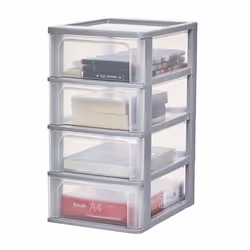 Iris Ohyama Tour de rangement Organisateur plastique 4 tiroirs 7 L - OCH-2004 - Gris - L35.5 x P26 x H49 cm