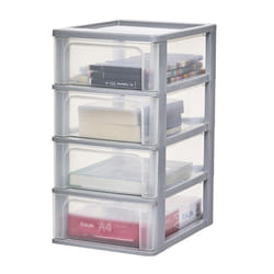Iris Ohyama Tour de rangement Organisateur plastique 4 tiroirs 7 L - OCH-2004 - Gris - L35.5 x P26 x H49 cm