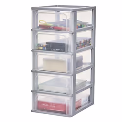 Iris Ohyama Tour de rangement Organisateur plastique 5 tiroirs 7 L - OCH-2005 - Gris - L35.5 x P26 x H60.5 cm