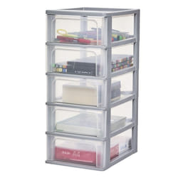 Iris Ohyama Tour de rangement Organisateur plastique 5 tiroirs 7 L - OCH-2005 - Gris - L35.5 x P26 x H60.5 cm