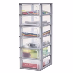 Iris Ohyama Tour de rangement Organisateur plastique 6 tiroirs 7 L - OCH-2006 - Gris - L35.5 x P26 x H72.5 cm