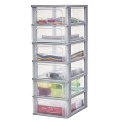 Iris Ohyama Tour de rangement Organisateur plastique 6 tiroirs 7 L - OCH-2006 - Gris - L35.5 x P26 x H72.5 cm