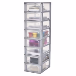 Iris Ohyama Tour de rangement Organisateur plastique 8 tiroirs 7 L - OCH-2008 - Gris - L35.5 x P26 x H96.5 cm