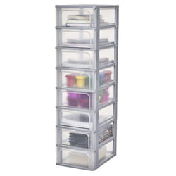 Iris Ohyama Tour de rangement Organisateur plastique 8 tiroirs 7 L - OCH-2008 - Gris - L35.5 x P26 x H96.5 cm
