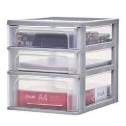 Iris Ohyama Tour de rangement plastique Tiroir rangement bureau de 2 x 4L  x  1 x 7L OCH-2021 Gris - L35.5 x P26 x H29.5 cm