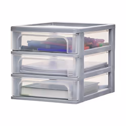 Iris Ohyama Tour de rangement Organisateur plastique 3 tiroirs 4L - OCH-2030 - Gris - L35.5 x P26 x H25.5 cm