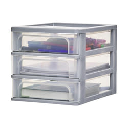 Iris Ohyama Tour de rangement Organisateur plastique 3 tiroirs 4L - OCH-2030 - Gris - L35.5 x P26 x H25.5 cm