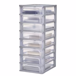 Iris Ohyama Tour de rangement Organisateur plastique 8 tiroirs 4 L -OCH-2080 - Gris - L35.5 x P26 x H66 cm