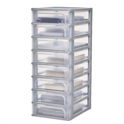 Iris Ohyama Tour de rangement Organisateur plastique 8 tiroirs 4 L -OCH-2080 - Gris - L35.5 x P26 x H66 cm