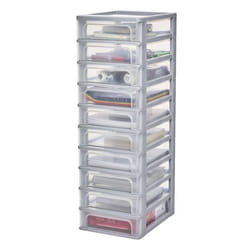 Iris Ohyama Tour de rangement Organisateur plastique 10 tiroirs 4 L - OCH-2100 - Gris - L35.5 x P26 x H81.5 cm