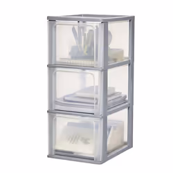 Iris Ohyama Tour de rangement Organisateur plastique 3 tiroirs 13 L - OCH-2300 - Gris - L35.5 x P26 x H60.5 cm