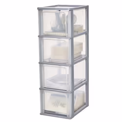 Iris Ohyama Tour de rangement Organisateur plastique 4 tiroirs 13 L - OCH-2400 - Gris - L35.5 x P26 x H80 cm