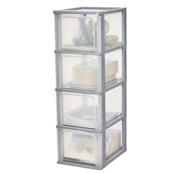 Iris Ohyama Tour de rangement Organisateur plastique 4 tiroirs 13 L - OCH-2400 - Gris - L35.5 x P26 x H80 cm