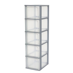 Tour de rangement plastique - IRIS OHYAMA - OCH-2500 - Gris - L35.5 x P26 x H99.5 cm
