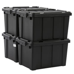 Iris Ohyama Boîte Organisateur de rangement plastique Lot de 4 de 21 L -  DDSKT-210 - Noir - L46.5 x P29.5 x H25.5 cm