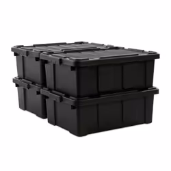 Iris Ohyama Boîte Organisateur de rangement plastique Lot de 4 de 43 L - DDSKT-430 - Noir - L64 x P45 x H23 cm