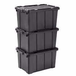 Iris Ohyama Boîte Organisateur de rangement plastique Lot de 3 de 50 L -  DDSKT 450 - Noir - L59 x P38.5 x H32 cm