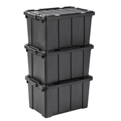 Iris Ohyama Boîte Organisateur de rangement plastique Lot de 3 de 50 L -  DDSKT 450 - Noir - L59 x P38.5 x H32 cm