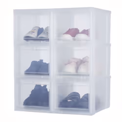 Iris Ohyama Boîtes à chaussures plastique Lot de 6 9L Empilables - EUDF-S - Transparent - L31 x P22 x H18 cm
