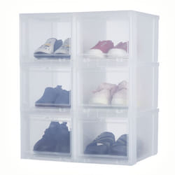 Iris Ohyama Boîtes à chaussures plastique Lot de 6  9L Empilables - EUDF-S - Transparent - L31 x P22 x H18 cm