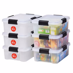 Iris OhyamaRangement Boite rangement plastiqueLot de 6 boites hermétiques de 10L AT-S Transparent L39 x P29 x H14 cm