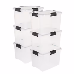 Iris Ohyama Rangement Boite rangement plastique Lot de 6 boites hermétiques de 20L AT-SD Transparent L39 x P29 x H26 cm