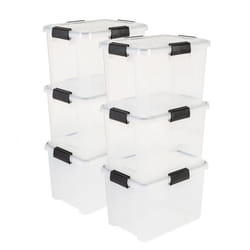 Iris Ohyama Rangement Boite rangement plastique Lot de 6 boites hermétiques de 20L AT-SD Transparent L39 x P29 x H26 cm
