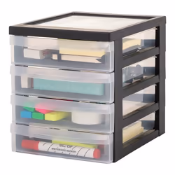 Iris Ohyama Rangement bureau Meuble tiroir Tiroir rangement plastique DC-A5 Noir L26 x P19 x H22 cm