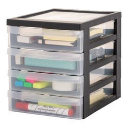 Iris Ohyama Rangement bureau Meuble tiroir Tiroir rangement plastique DC-A5 Noir L26 x P19 x H22 cm