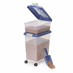 Iris Ohyama Boîte à croquette plastique hermétique pour animaux avec roues Pelle Couvercle à rabat 35L MP-8/MP-1 Bleu...
