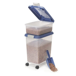 Iris Ohyama Boîte à croquette plastique hermétique pour animaux avec roues Pelle Couvercle à rabat 35L MP-8/MP-1 Bleu...
