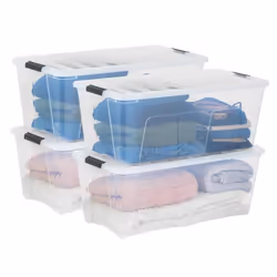 Iris Ohyama Boite de rangement plastique Lot de 4 TB-84D Transparent