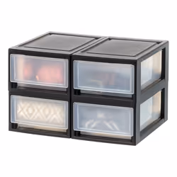 Iris Ohyama Tiroir de rangement Tour de rangement plastique bureau Lot de 4 MSD-1 Noir