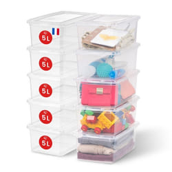 Iris Ohyama Boîte de rangement en plastique avec couvercle 5L Lot de 10 CNL-5 14.1Lx7.99Px4.53H Transparent