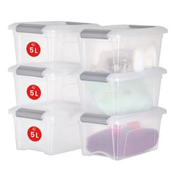 Iris Ohyama Lot de 4 boîtes de rangement en plastique avec couvercles de 15L Transparent / Poignée Argenté L29 x P39.5 x