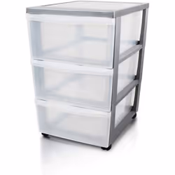 Iris Ohyama Tour de rangement plastique avec 10 tiroirs de 7L DC-010 Gris- L29 x P40 x H100.5 cm Gris H81cm / 4 Tiroirs