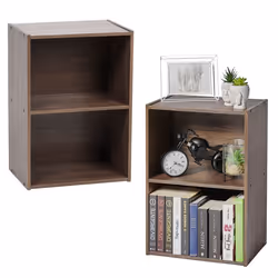 Iris Ohyama Bibliothèque Lot de 2 meubles dappoint Casiers de rangement en bois - CX-2 - Marron
