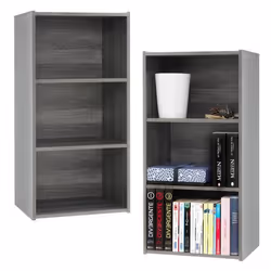 Iris Ohyama Meuble de rangement Lot de 2 étagères de rangement en bois avec portes - MDB-3 - Chêne gris