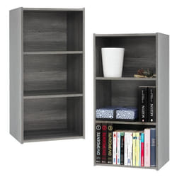 Iris Ohyama Meuble de rangement Lot de 2 étagères de rangement en bois avec portes - MDB-3 -  Chêne gris