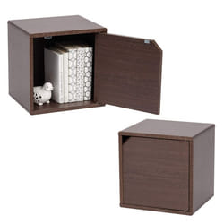 Iris Ohyama Bibliothèque à etagere de rangement avec porte Lot de 2 meubles dappoint - QR-34D - Marron