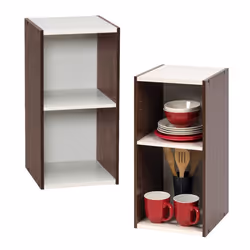 Iris Ohyama Bibliothèque à 2 etageres de rangement Lot de 2 meubles dappoint - UB-6030 - Marron