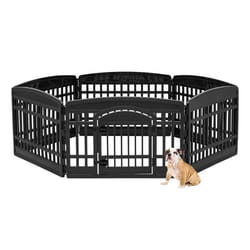 Iris Ohyama Parc pour Chien Intérieur Extérieur avec 6 Panneaux & Porte Verrouillable H60cm pour Chien Chiot CI-606E