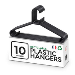 Iris Ohyama Cintres plastique Lot de 10 cintres pour vêtements Noir Sans BPA Placards Epais Résistants CHM-39
