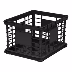 Iris Ohyama Caisse de Rangement en Plastique Noir Empilable pour Vinyles Fournitures de bureau et Livres SC-LL