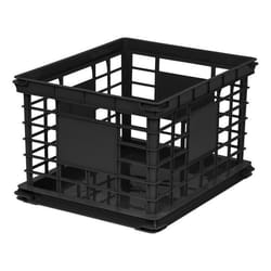 Iris Ohyama Caisse de Rangement en Plastique Noir Empilable pour Vinyles Fournitures de bureau et Livres SC-LL