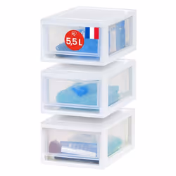 Iris Ohyama Tiroir de rangement Tour de rangement plastique bureau Lot de 4 MSD-1 Blanc Blanc...