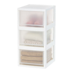 Iris Ohyama Tiroir de rangement Tour de rangement plastique bureau Lot de 4 MSD-1 Blanc Noir