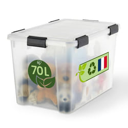Iris Ohyama Boite Rangement Hermétique Plastique 70L Unité Transparent WSB-70