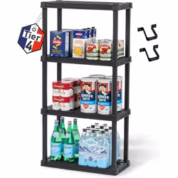Iris Ohyama Etagere Plastique Rangement Résistante Noir Charge de 25 kg par Niveau Facile à Assembler Etagere Garage